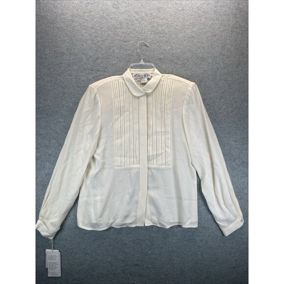 Vintage 80/90s Carlisle 100% Silk Pleated Front Women's Sz 6 Blouse Top READ NWT - Picture 10 of 13